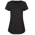 thumbnail image 4 of Annhoo Summer Tops for Women Round-Neck Asymmetrical Short Sleeve Button Decoration Short Basic Casual Tunics, 4 of 6