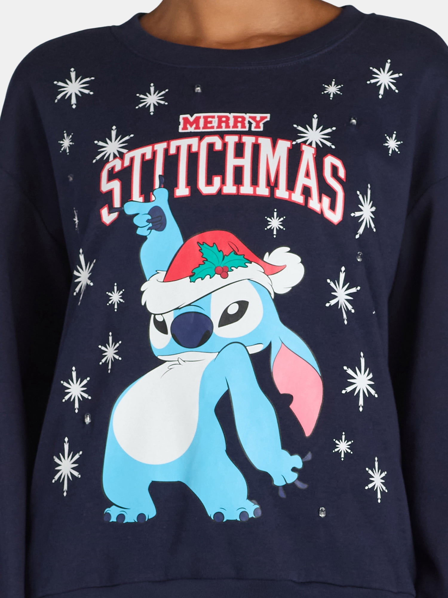 Disney Stitch Women's Holiday Light Up Sweatshirt
