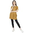thumbnail image 2 of Moomaya Solid Half Button placket Tunic For Womens Casual Round Neck Basic Pleated Long Top, 2 of 7