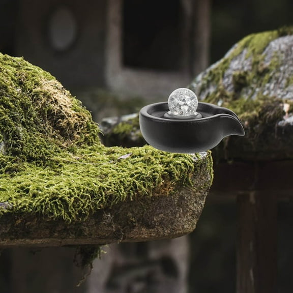 DECOMELODY Water Fountain Decor Ceramic Fish Tank Circulating Waterfall Spout in Black Color for Indoor Use 1Set