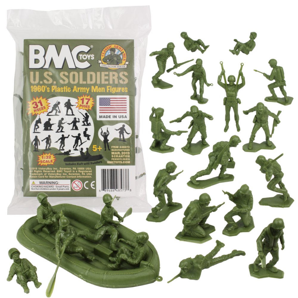 BMC Marx Plastic Army Men US Soldiers OD Green 31pc WW2 Figures