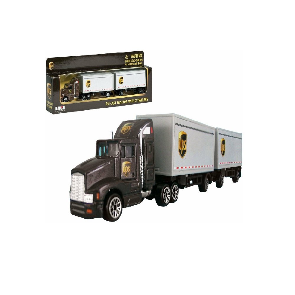 Diecast UPS freight 12 wheels truck tractor with 2 trailers Walmart