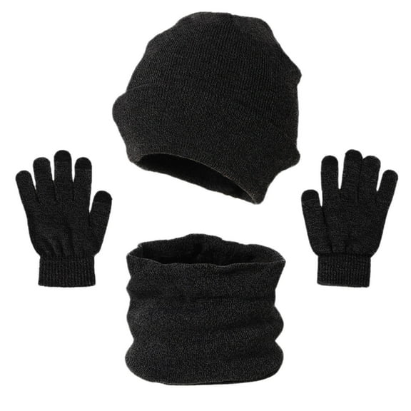 3 Pieces Winter Hat Scarf and Gloves Set for Men and Women Knit Slouchy Hat Beanie Cap Neck Warmer and Screen-Touch Texting Gloves