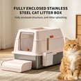thumbnail image 4 of Stainless Steel Litter Box with Lid, Fully Enclosed Metal Cat Litter Box with Scooper, Leak-Proof, Clumping Litter for Large, Multi-Cats, 4 of 9