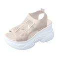 thumbnail image 6 of Rokment Women's Orthopedic Walking Sandals Breathable Comfortable Stretchy Mesh Platform Wedge High Heels Slip on Nursing Orthotic Summer Shoes Beige Size 6, 6 of 7