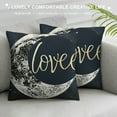 thumbnail image 3 of Love You to Moon Blue Calligraphy Night Sky Design by Daphne Polselli Throw Pillow,, 3 of 5