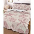 thumbnail image 3 of Quilts Full Size, Pink Coastal Summer Soft Comforter Bedding Set for Bed, Coral Shell Starfish Vintage Lightweight Quilted Bedspread with Pillow Cover(2 Pieces) for All Season, 78x90 Inch, 3 of 9