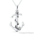 thumbnail image 1 of Ship's Anchor Sailor & Seaman Luck Charm 37x22mm (1.5x0.9in) Pendant & Chain Necklace in Oxidized .925 Sterling Silver, 1 of 1