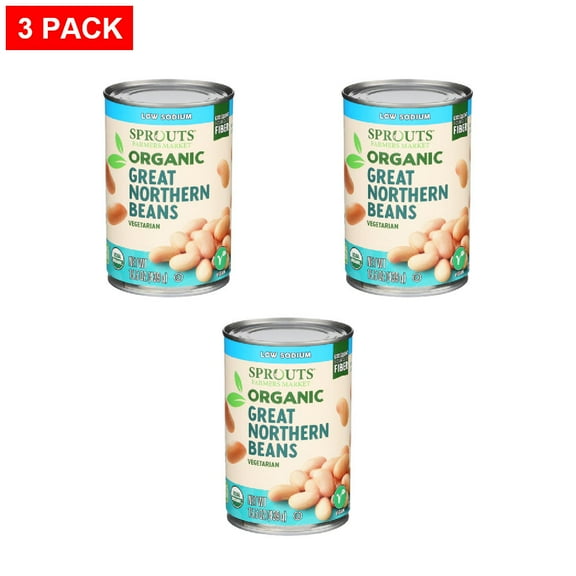 Sprouts Organic Low Sodium Great Northern Beans 15.5 oz (Pack of 3)