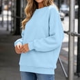 thumbnail image 6 of Women's Fashion Oversized Plain Sweatshirt Soft Fleece Lined Crew Neck Long Sleeve Loose Pullover Casual Fall Winter Daily Outfits Sky Blue, 6 of 8