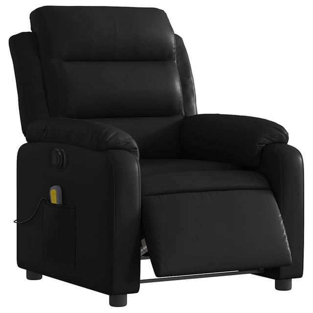 Sillón reclinable eléctrico para masajes VidaXL, piel sintética negra