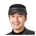 thumbnail image 2 of Men Thick Genuine Leather Bomber Hat Flat Cowhide Baseball Cap Winter Earflap Russian Hats Windproof Warm Man Army Cap Adjustabl, 2 of 5
