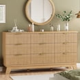 thumbnail image 2 of Ktaxon Modern 9 Drawer Dresser Fluted Wood Chest of Drawers with Soft Close Slides Storage Cabinet for Bedroom, Living Room, Entryway Oak, 2 of 11