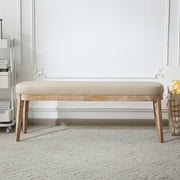 Eleanor Mid-century Upholstered Dining Bench, Entryway Bench with Solid Wood Frame, Beige
