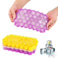 thumbnail image 1 of Paquete de 2 bandejas de silicona para cubitos de hielo, 37 compartimentos, molde para cubitos de hielo con tapa -8262307927073 morado amarillo, 1 of 3