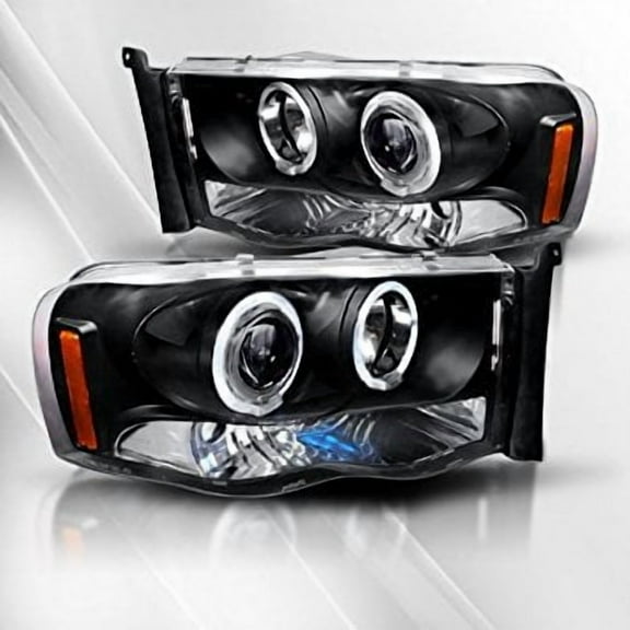 Dodge Ram 1500 02 03 04 05/2500&3500 03 04 05 Projector Headlights /w Halo/Angel-Eyes ~ pair set (Black)