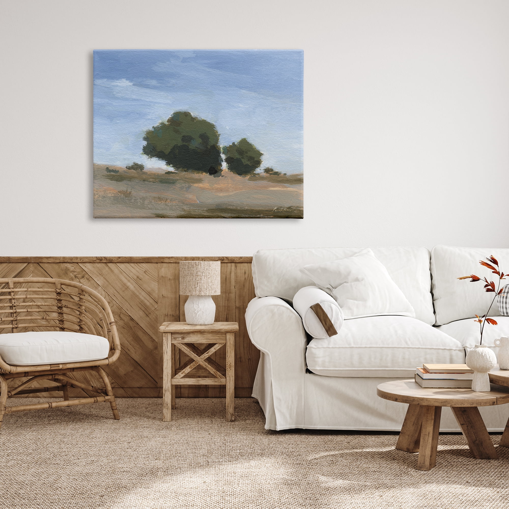 Stupell Industries Blue Sky Landscape Nature Painting Gallery Wrapped Canvas Print Wall Art, 48 x 36