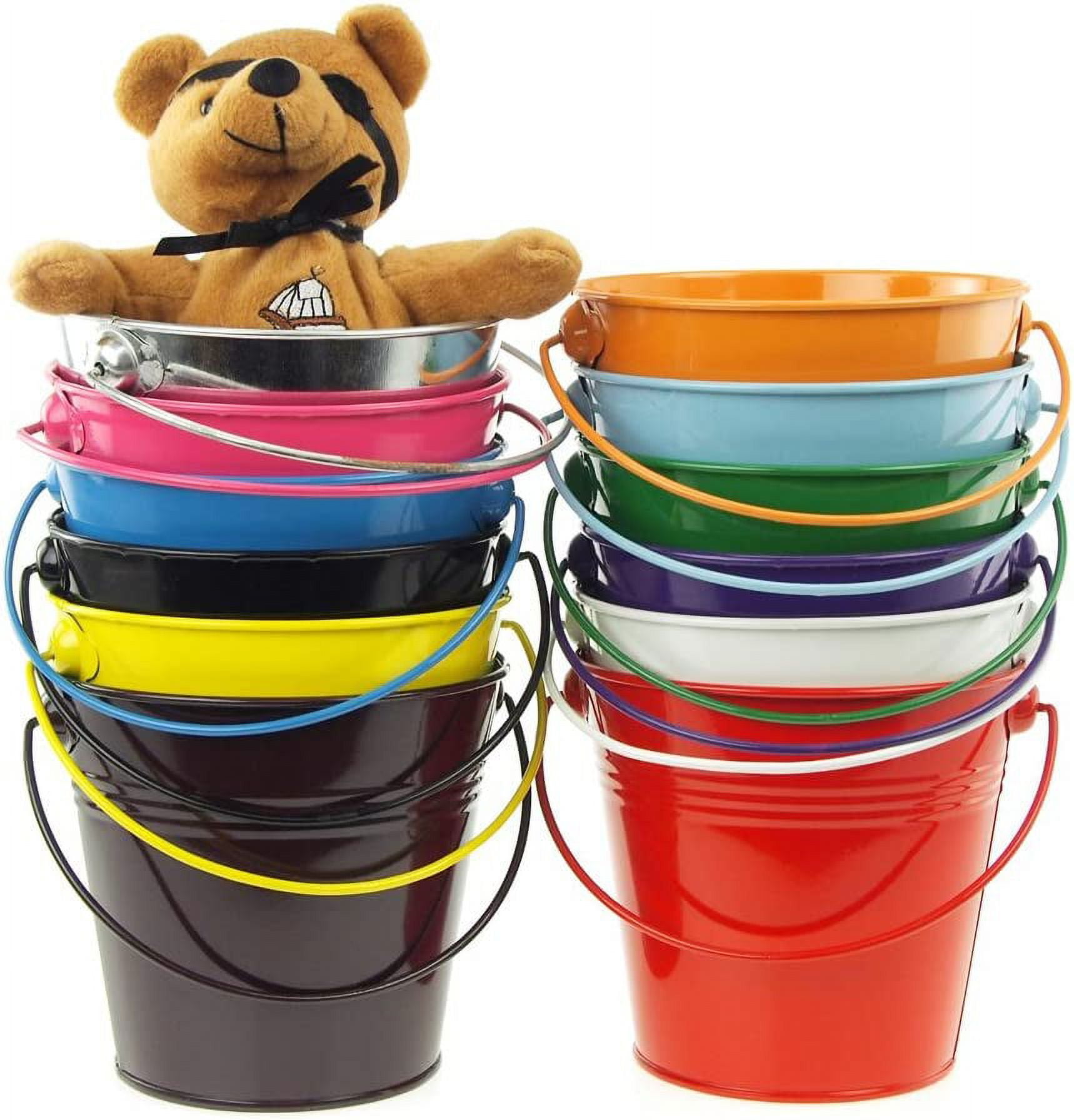 2Pcs 5x4 Small Metal Bucket Colorful Mini Buckets with Handles
