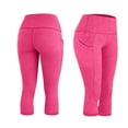 thumbnail image 3 of VV AVEORS Capri Leggings For Women Summer Stretch Capris High Waisted Pant Quick Dry Soft Workout Yoga Pants With Pockets Plus Size Hot Pink XL, 3 of 6