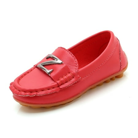 Baby Boys Leather Shoes Children Loafers Slip-on Soft Leather Kids Flats Fashion Letter Design Candy For Toddlers Big Boys