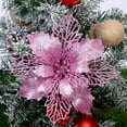 thumbnail image 6 of Glitter Poinsettia Christmas Tree Decorations Winter Flowers Christmas Tree Wreath Ornaments with Clips and Stems, 6 of 7