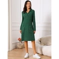 thumbnail image 5 of DARING DIVA Vintage Plaid Long Sleeve Check Knee Length Shirt Dress M Dark Green, 5 of 8