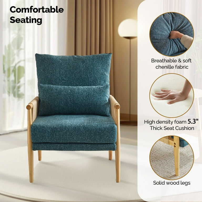 Ktaxon Accent Chair, Solid Wood and Jute Rope Armrests Armchair