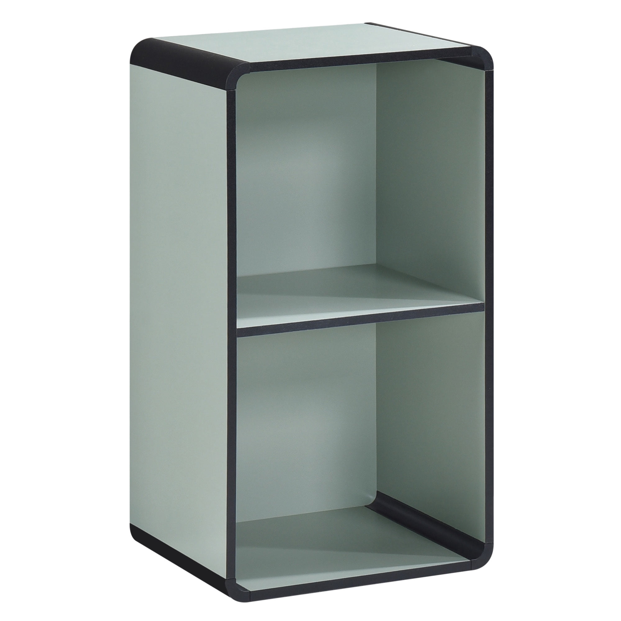 Kings Brand Furniture Dothan 2-Tier Cube Open Bookcase - Space Saving Storage Shelf Organizer Bookshelf, Black