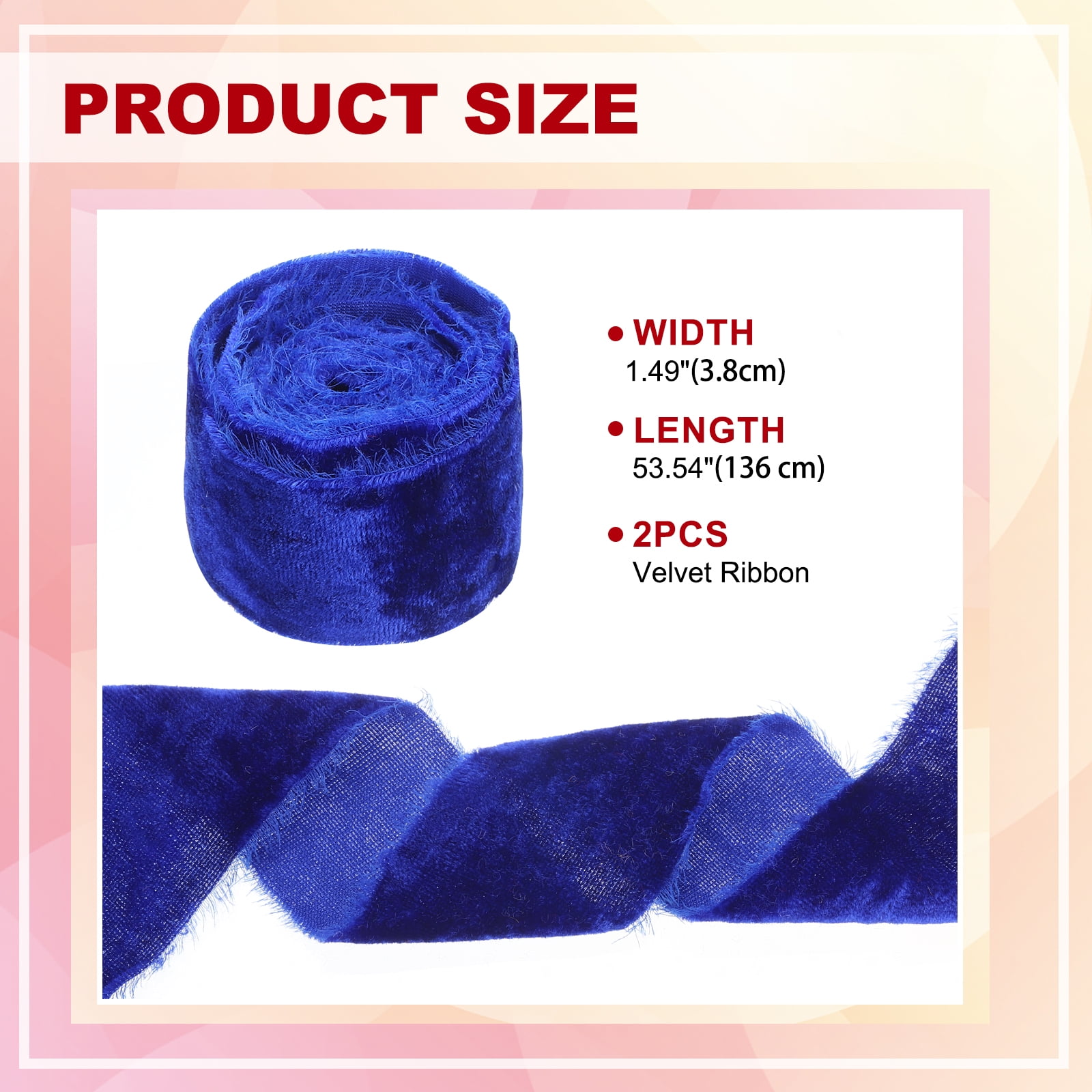 Uxcell Velvet Ribbon, Wide Handmade Frayed Raw Edge Thick Fringe Ribbon for Gift Wrapping Dark Blue