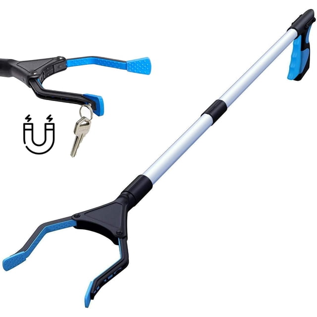 Pinza plegable para personas mayores con herramientas magnéticas fabricada en aluminio, de 82 cm de largo, con brazos regulables, para la eliminación de basura y recogida de residuos