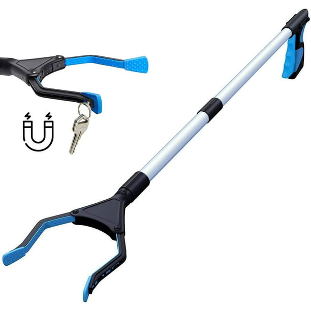 Pinza plegable para personas mayores con herramientas magnéticas fabricada en aluminio, de 82 cm de largo, con brazos regulables, para la eliminación de basura y recogida de residuos