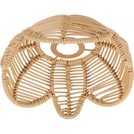ABPETE  Wicker Lamp Shade Lotus Flower, Shaped Chandelier Lampshade Rattan Woven Pendant Light Cover for Ceiling Pendant Lamp