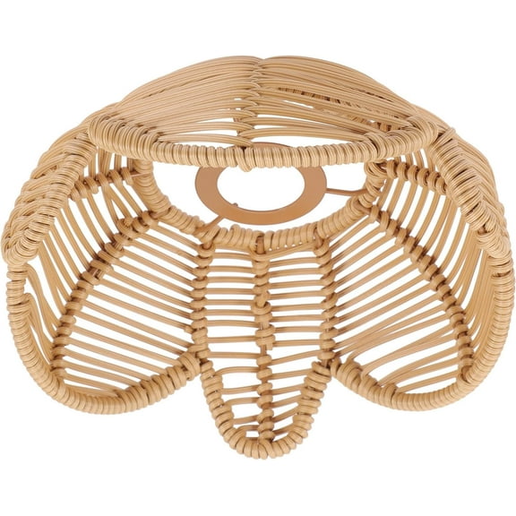 ABPETE  Wicker Lamp Shade Lotus Flower, Shaped Chandelier Lampshade Rattan Woven Pendant Light Cover for Ceiling Pendant Lamp