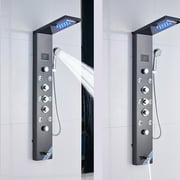 Senlesen Black Shower Panel Tower LED Rain Shower Faucets Massage System Body Jet Sprayer