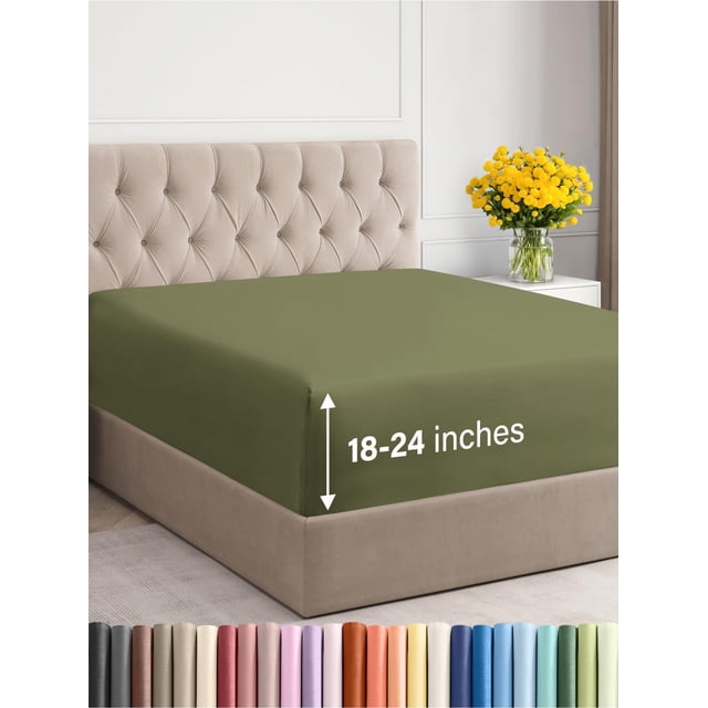 Sábana bajera ajustable CGK Unlimited Hotel Luxury King Sage Green