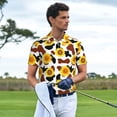 thumbnail image 3 of Fotbe Sunflower Cow Pattern Men’s Golf Polo Shirt – Breathable Performance Golf Shirt with Button-Down Collar-X-Large, 3 of 6