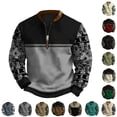 thumbnail image 3 of OIOLOYJM Mens Western Pullover Quarter Zip Oversized Fashion Soft Sweatshirt Retro Stand Collar Long Sleeve Sweater White 2XL, 3 of 3