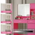 thumbnail image 4 of Vanity Desk with Mirror and LED Light Strip, 3 Level Storage Dresser, Adjustable Brightness for Bedroom，Rose Pink, 4 of 9