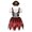 Red, variant on Gupgi Girls Pirate Outfit, Halloween Cosplay Party Costume Striped Cold Shoulder Short Sleeve Irregular Hem Dress+Pirate Hat