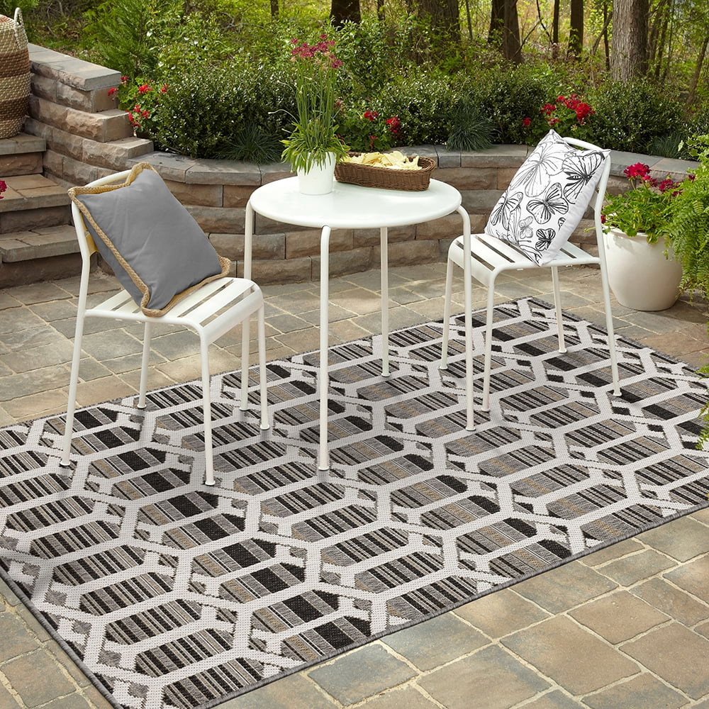 Mohawk Home Clemente Geo Outdoor Area Rug, Dark Grey, 8' x 10'