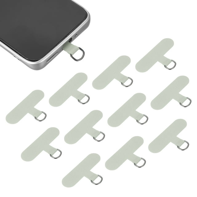 12pcs Phone Tether Tab, Universal Phone Lanyard Patch T Shape Cell Phones Strap Replacement Part for Most Smartphone Cases, Grey