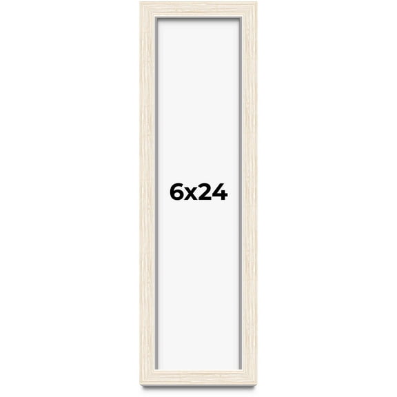 6x24 Shadow Box Frame White | 1.125 Inches Deep Real Wood Rustic Shadowbox Display Frame | UV