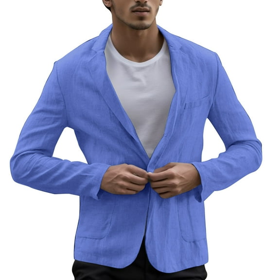 Xudanell Men's Blazer Casual Sport Coats Slim Fit Button Suit Jacket Lightweight Sports Jacket (Blue,XL)