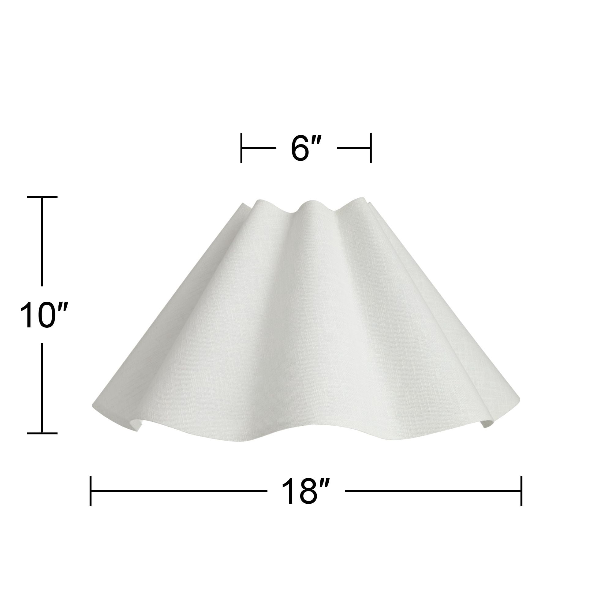 Springcrest 6" Top x 18" Bottom x 10" High x 10" Slant Lamp Shade Replacement Large White Wave Empire Linen Spider Harp Finial