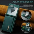thumbnail image 3 of Crossbody Strap Case for Samsung Galaxy Z Flip 6 5G,Premium PU Leather Magnetic Detachable 2-In-1 Card Pocket Back Flip ID Credit Card Slots Kickstand Shockproof Business Slim Phone Case,Green, 3 of 12