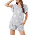 thumbnail image 1 of Set de pijama Ekouaer para mujer, juego de salón de 2 piezas, color gris claro, 1 of 6