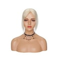 thumbnail image 3 of MY-LADY Clip in Hair Topper 100% Remy Human Extensions Women Toupee Silk Base Hairpiece with Bangs for Loss Hair #60 Platinum Blonde 18", 3 of 9