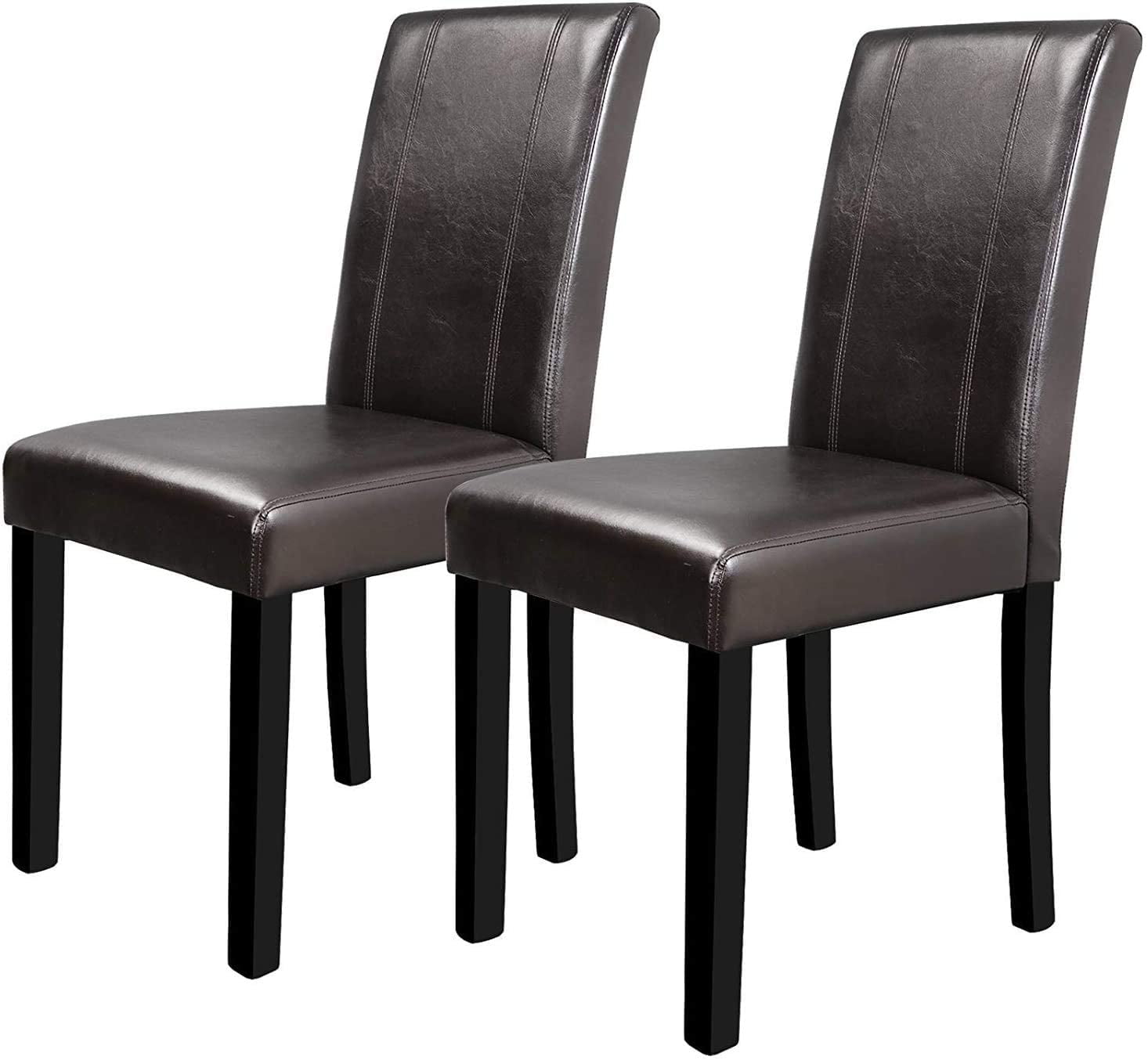 ZENY 8Pcs Pu Leather Armless Dining Chair, Brown
