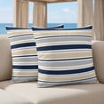 thumbnail image 5 of Pillow Covers 20x20 Set of 2, Beige Navy Blue Striped Square Throw Pillow Covers for Couch/Sofa/Living Room, Farmhouse Stripes Modern Abstract Art Decorative Soft Pillowcases for Couch Throw Pillows, 5 of 9