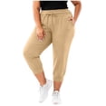 thumbnail image 5 of Posijego Women's Plus Size Capri Sweatpants Elastic High Waisted Drawstring Athletic Outdoor Running Joggers Pants with Pockets, 5 of 7